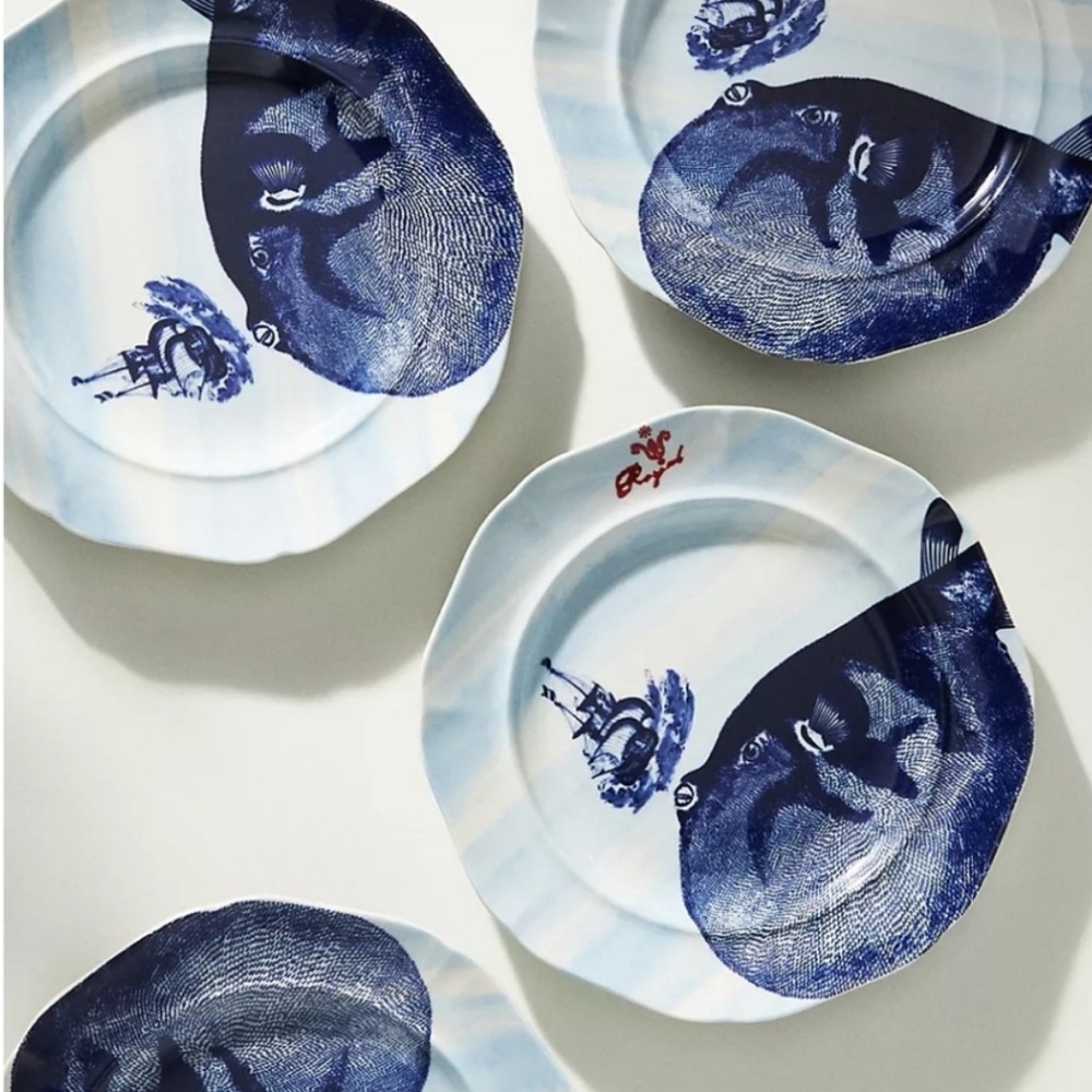 Anthropologie From the Deep Blue and White Desert Plates - Set of 6